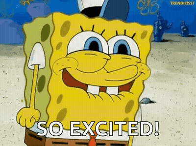 Spongebob Squarepants Smiling Holding Shovel Saying So Excited GIF
