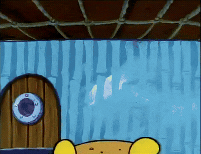 SpongeBob SquarePants Standing In Front Of Wooden Door GIF