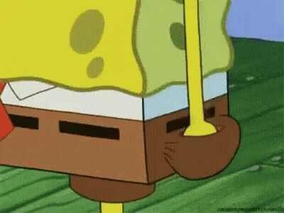 SpongeBob SquarePants Standing On Wooden Platform In Grass GIF