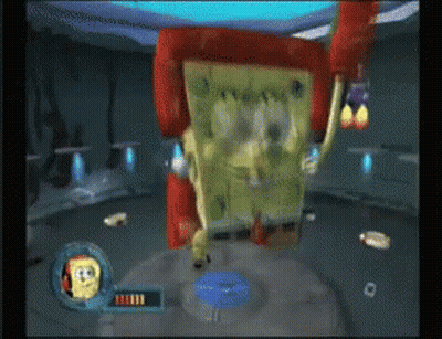 Spongebob Squarepants Video Game On Black Screen GIF