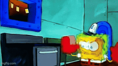 SpongeBob SquarePants Wearing Boxing Glove GIF