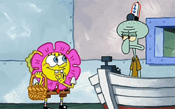 SpongeBob Squidward Flowers GIF