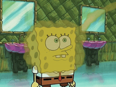 SpongeBob Standing In Front Of Bathroom GIF