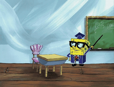 SpongeBob Standing In Front Of Blackboard GIF