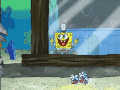 SpongeBob Standing In Front Of Glass Window GIF