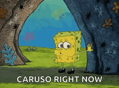 SpongeBob Standing In Front Of Rock Caruso Right Now GIF