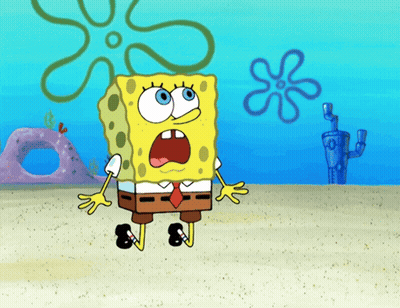 SpongeBob Standing In Sand Mouth Open GIF