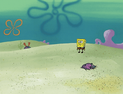 SpongeBob Standing In Sand Near Flower GIF