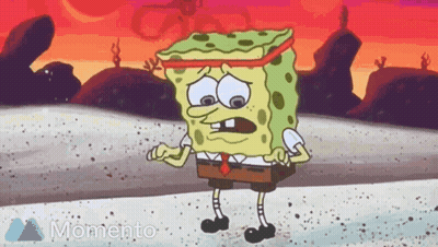 Spongebob Standing In Sand With Sunset Saying Momento GIF
