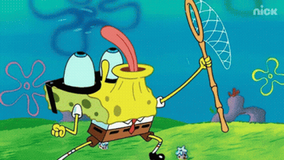 SpongeBob Sticking Tongue Out With Fishing Net GIF