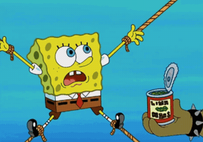 SpongeBob Tied To Rope With Lima Beans Can GIF