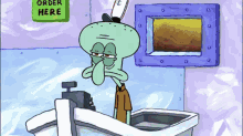 Spongebob Tired Squidward Working Tongue Out Mr Krabs