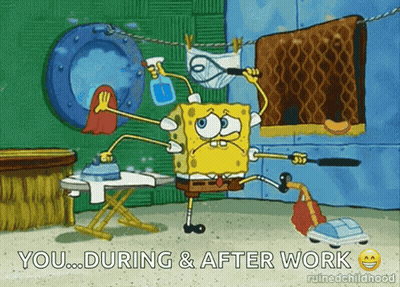 SpongeBob Vacuuming Ironing You ... During & After Work GIF