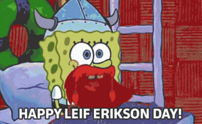 SpongeBob Viking Helmet Happy Leif Erikson Day GIF