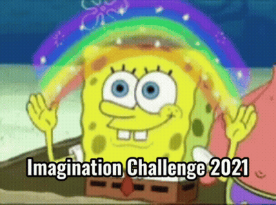 SpongeBob Waving With Rainbow Imagination Challenge 2021 GIF