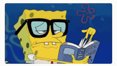 Spongebob Wearing Glasses Is Reading A Book Titled Field Guide GIF