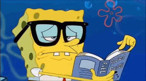 Spongebob Wearing Glasses Is Reading A Field Guide Book GIF