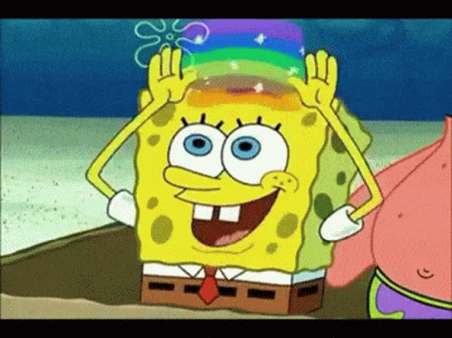 SpongeBob Wearing Hat With Rainbow GIF
