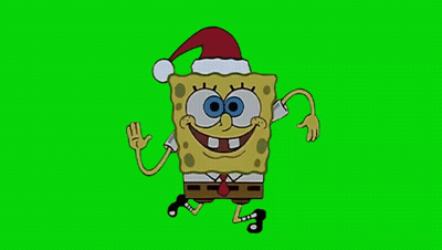 SpongeBob Wearing Santa Hat Waving