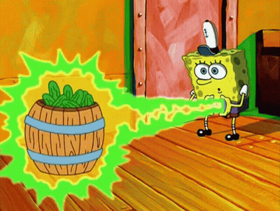 SpongeBob With Barrel of Green Beans