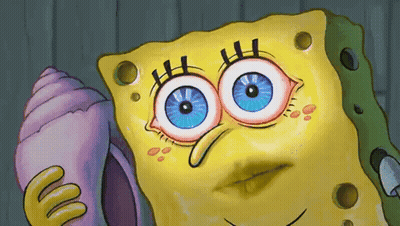 SpongeBob With Blue Eyes Holding Seashell GIF