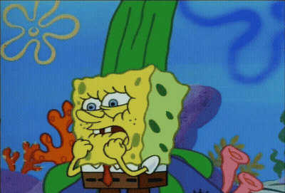 SpongeBob With Flower On Head Blue Background GIF