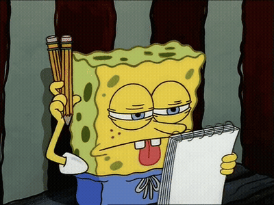 SpongeBob Writing With Pencil GIF