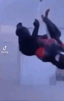 Spooderman Hanging Upside Down GIF