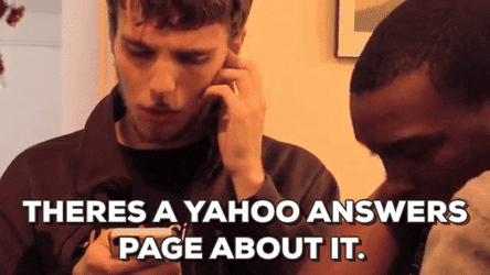 Spook Squad Contestant On Phone Yahoo Answers Page GIF
