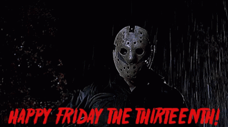 Spooky Friday Jason Voorhees Raising Weapon GIF