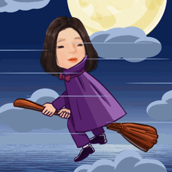 Spooky Month Animated Flying Witch Halloween GIF