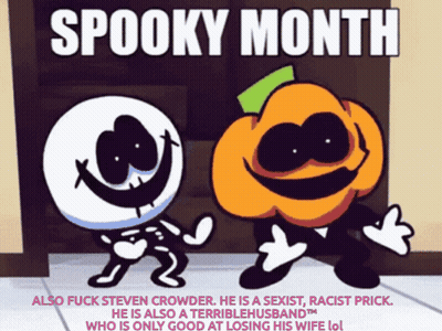 Spooky Month Poster With Skeleton And Pumpkin GIF