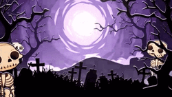 Spooky Month Scary Skeletons Walking Cemetery GIF