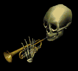 Spooky Month Skeleton Trumpet Celebration GIF