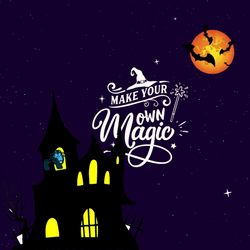 Spooky Month Starry Night Monkey Witch Castle GIF