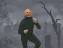 Spooky Pumpkin Head Costume Dance GIF