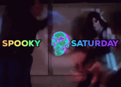Spooky Saturday Sign With Skull GIF