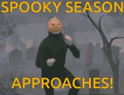 Spooky Season Approaches Silhouette Man With Pumpkin Head GIF