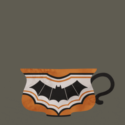 Spooky Season Black Cat Inside Bat Tea Cup GIF