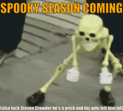 Spooky Season Skeleton Holding Bottle GIF