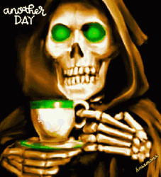 Spooky Tuesday Skeleton Drinking Coffee GIF
