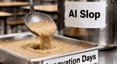 Spoon Being Poured Into Pan Next To Al Stop Sign GIF