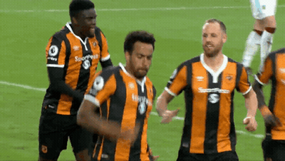 Sportpesa Soccer Players Orange And Black Striped Jerseys GIF