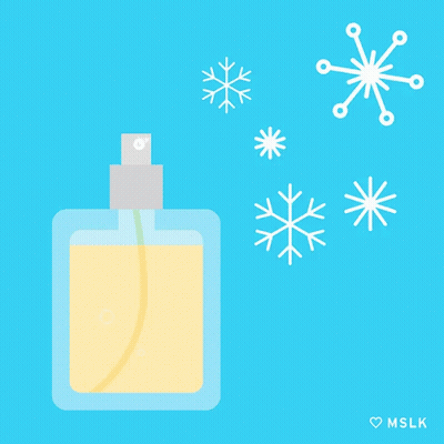 Spray Bottle Emitting Snowflakes GIF