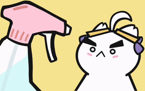 Spray Bottle Next To Rabbit GIF