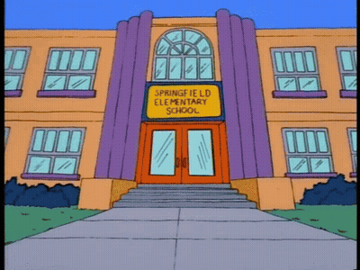Springfield Elementary School With Purple Columns GIF