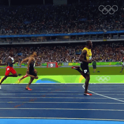 Sprinting Usain Bolt Winning Finish GIF