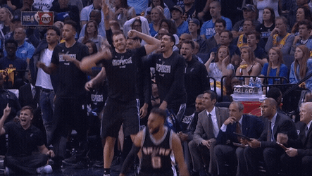 Spurs David Lee Jumping For Joy NBA Finals GIF