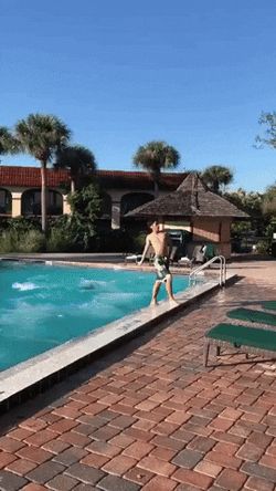 Squad Jumping In Pool Reverse Effect GIF