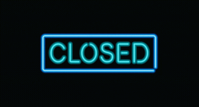 Square Neon Sign Saying Closed GIF